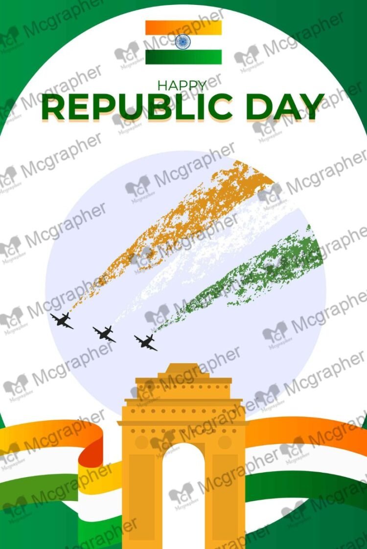 Republic Day National Indian Flag Tricolor Illustration