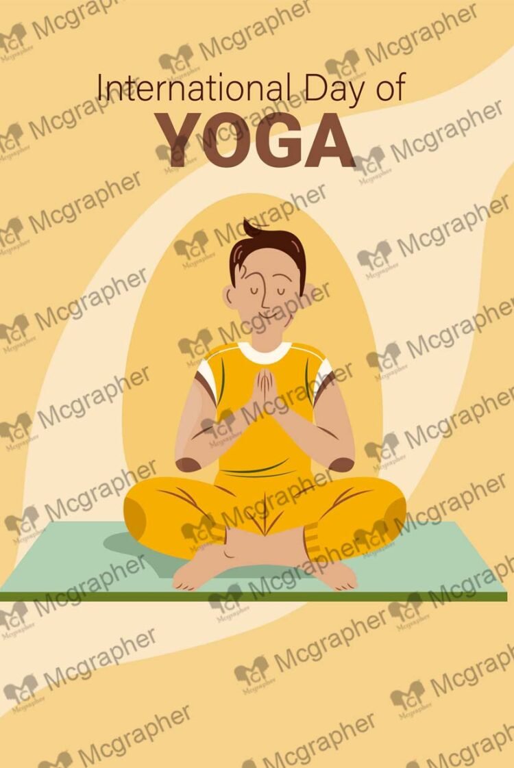 International Yoga Day Healthy Life Illustration