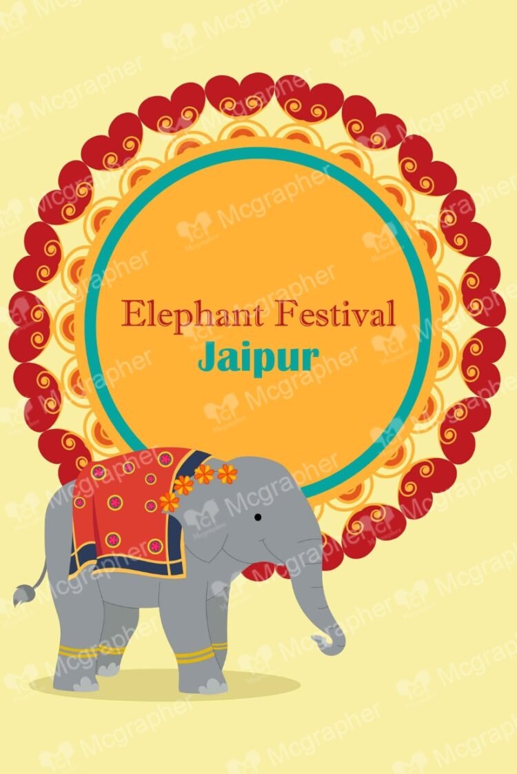 Jaipur elephant festival Indian Illustration