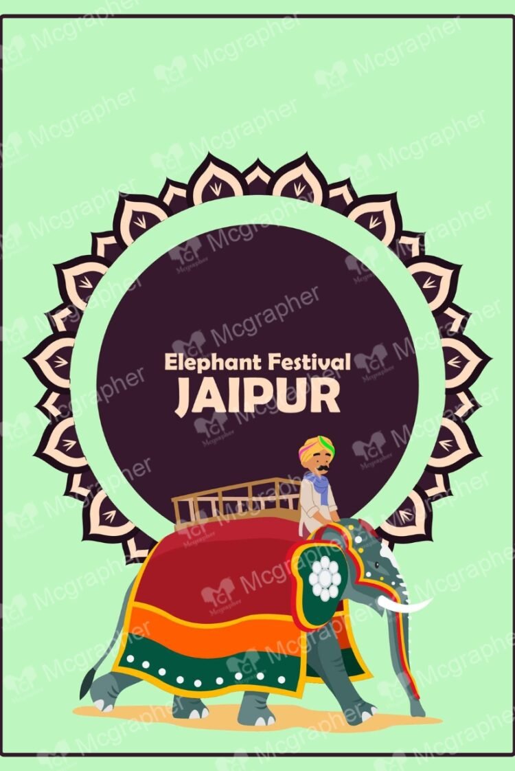 Jaipur elephant Indian festival Illustration