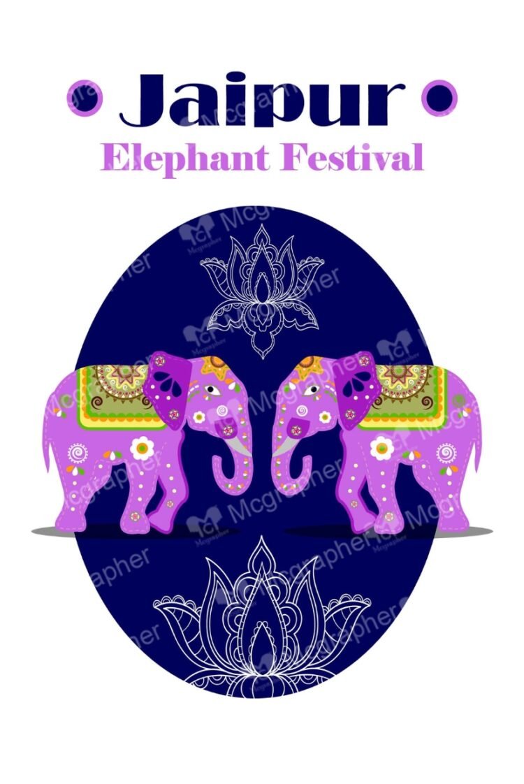 Jaipur Royal elephant festival Illustration