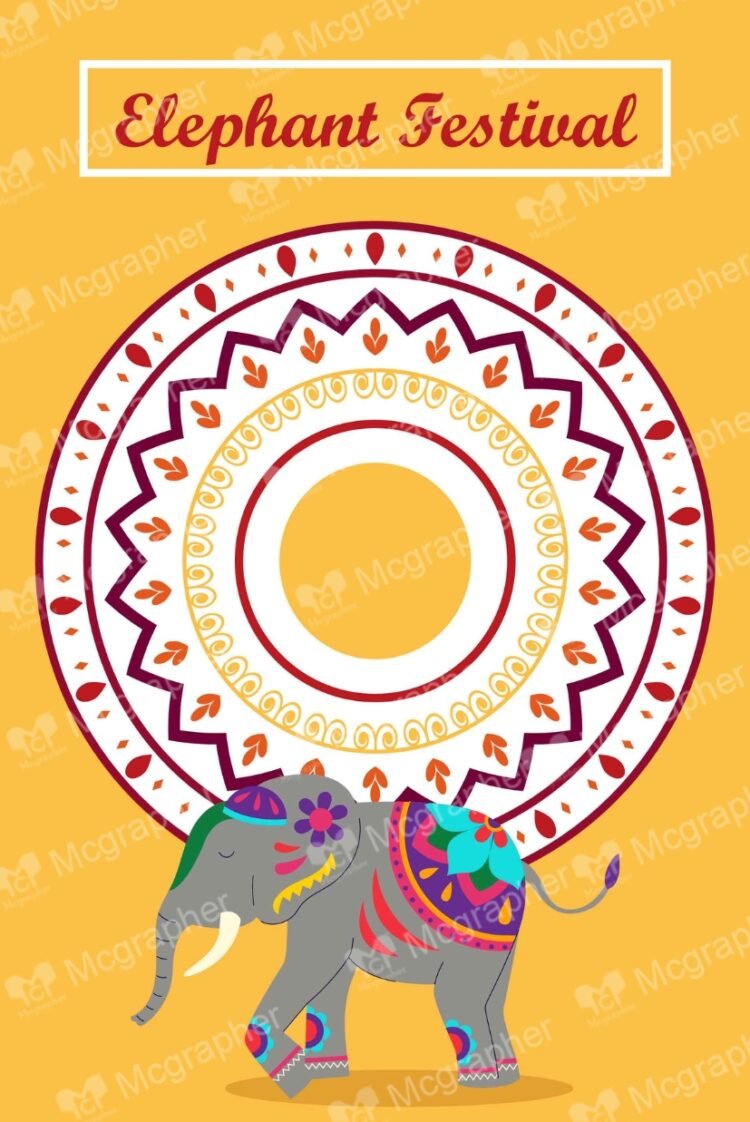 Jaipur Royal elephant festival painting Illustration