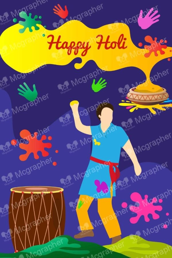 Holi Vibrant colors hindu festival Illustration