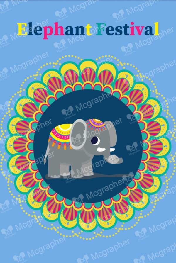 Jaipur elephant festival artwork Illustration