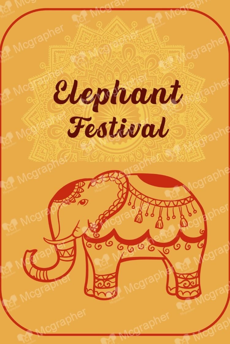 Indian Jaipur elephant festival artwork Illustration