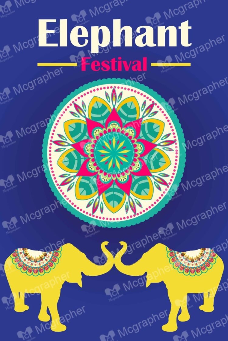 Jaipur elephant festival digital artwork Illustration