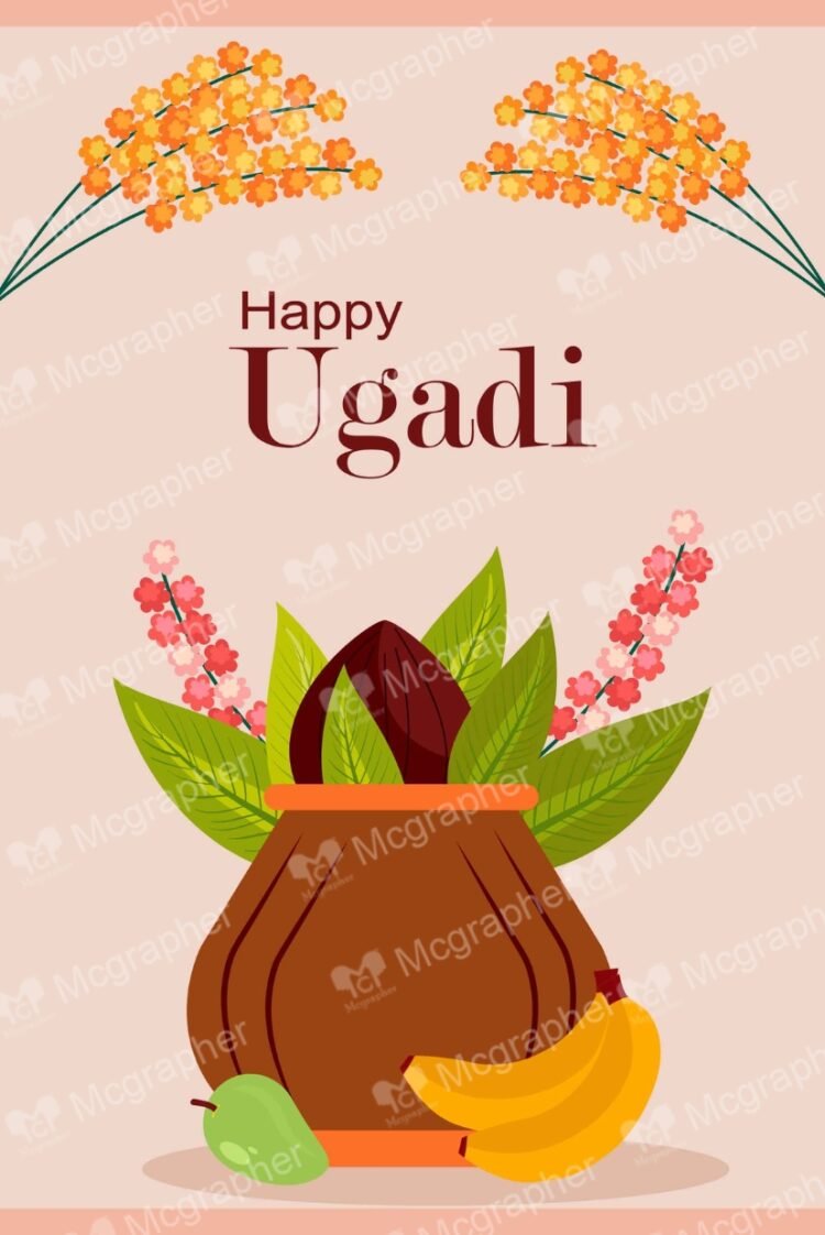 Happy Ugadi Festival digital artwork Illustration