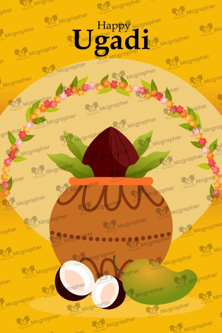 Happy Ugadi Festival vector Illustration