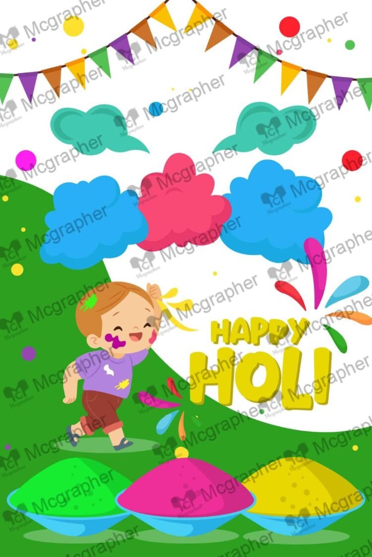 Holi festival digital art vector Illustration