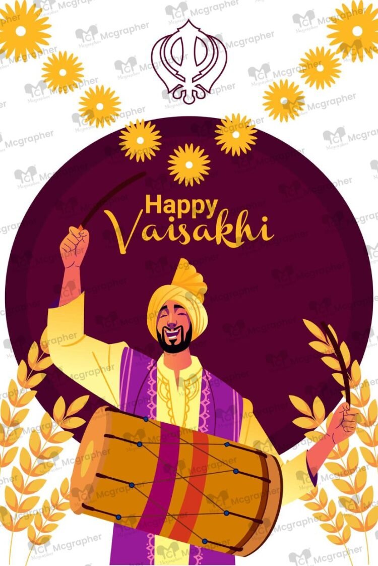 Vaisakhi harvest festival digital art Illustrations