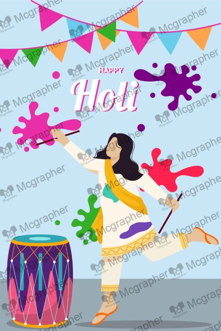 Holi color hindu festival Illustration