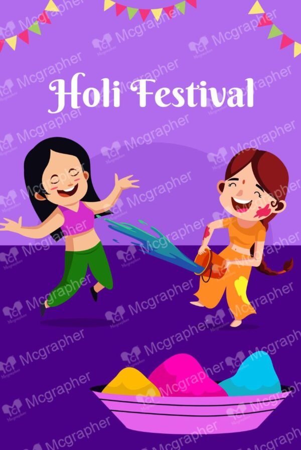 Holi colorful hindu festival Illustration