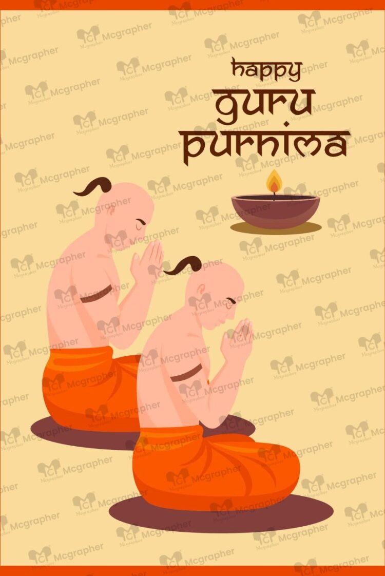 Guru purnima spiritual devotion art Illustration