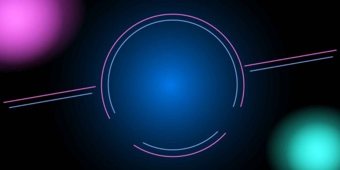 Blue neon Design with Circle