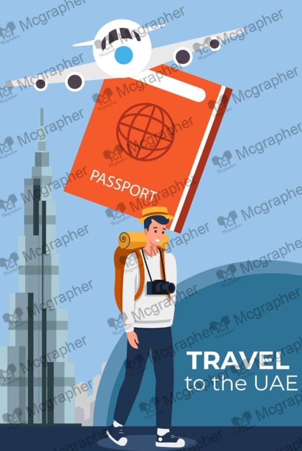 Travel to UAE passport Illustration