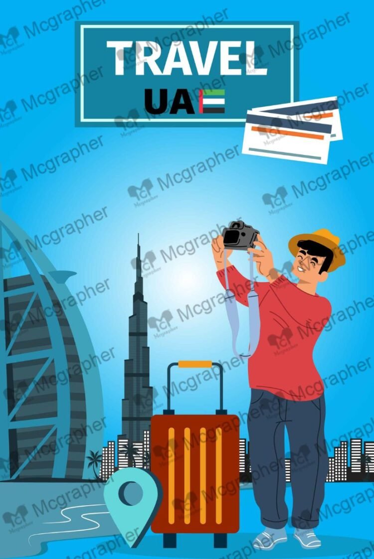 Travel to UAE Burj Khalifa Illustration