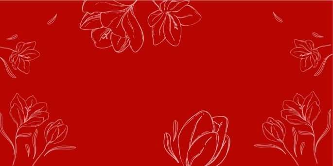 Red background with floral design