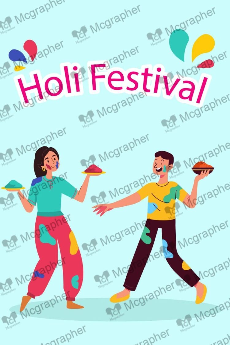 Holi Festival celebration vibes Illustration