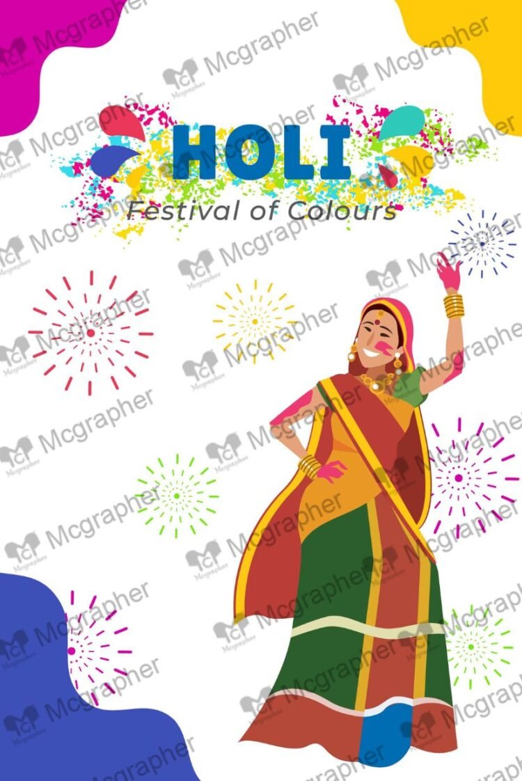 Happy Holi Festival celebration vibes Illustration