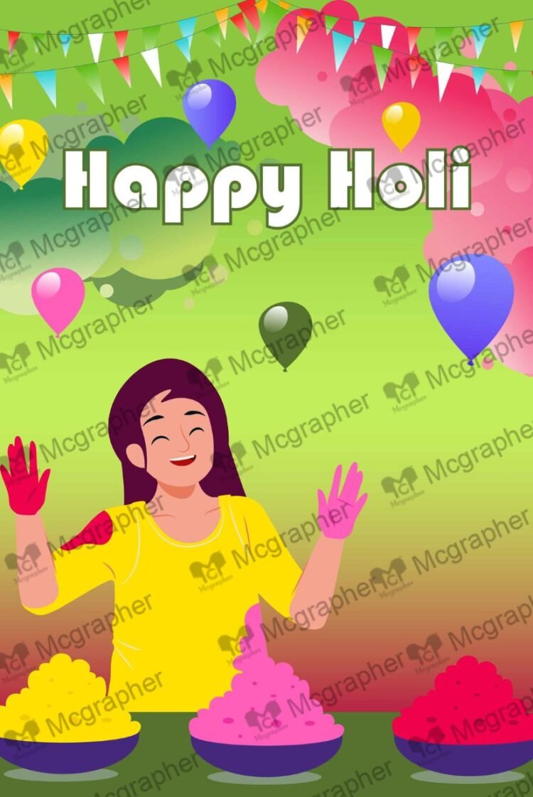 Happy Holi Festival celebration vibe Illustration