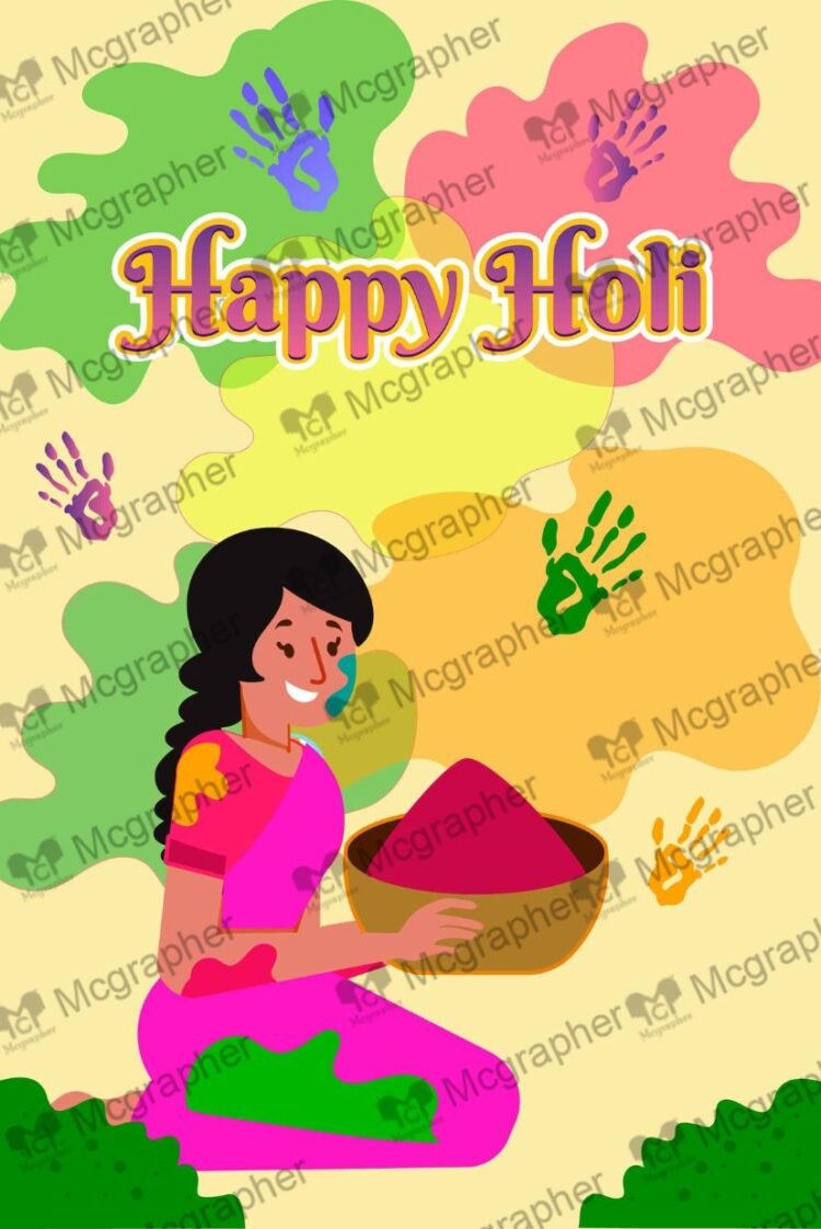 Happy Holi Festival celebration colorfull Illustration