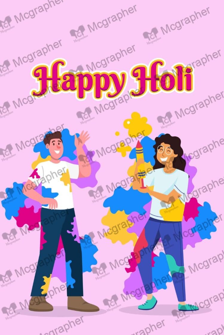 Happy Holi Festival celebration colorful Illustration