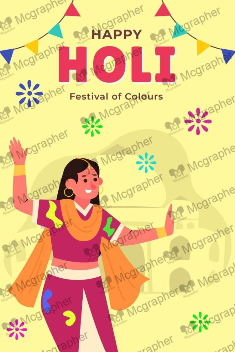 Happy Holi Festival colorful Illustration