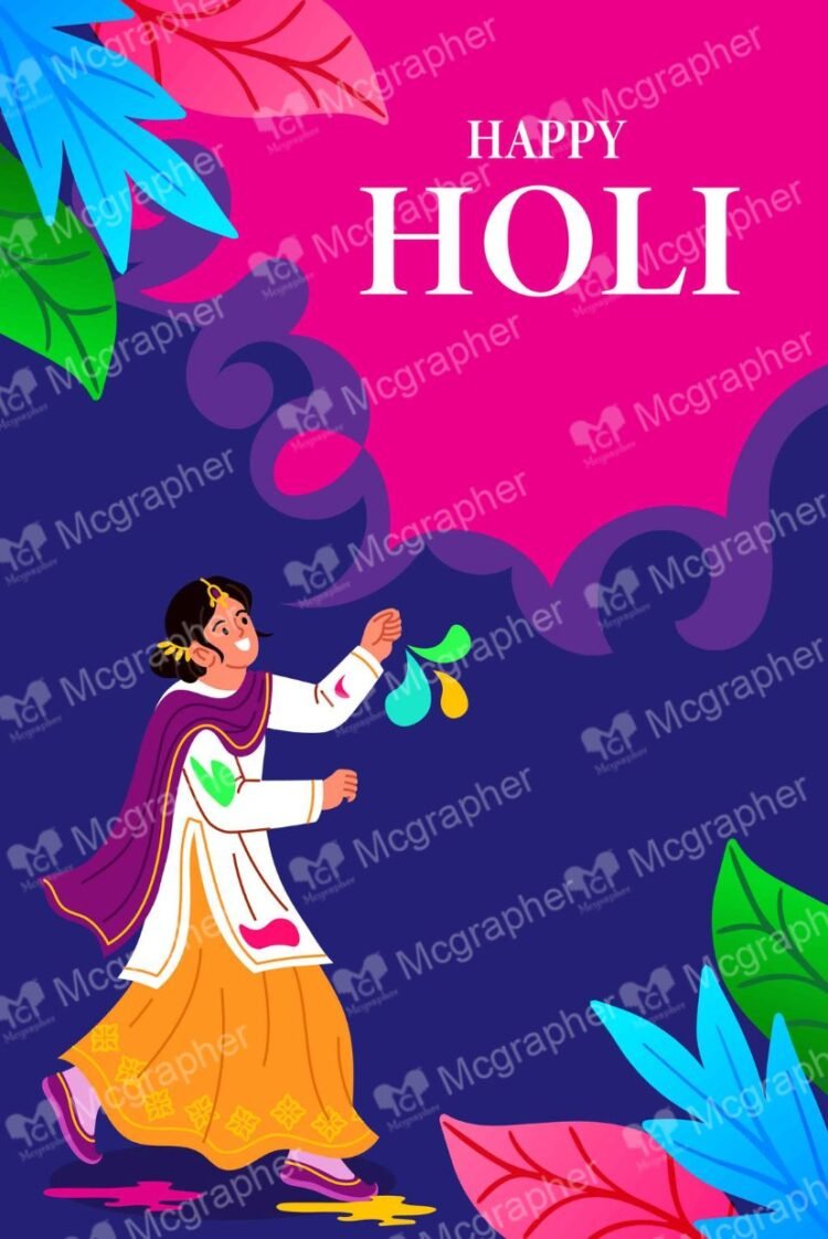 Happy Holi Festival dance Illustration