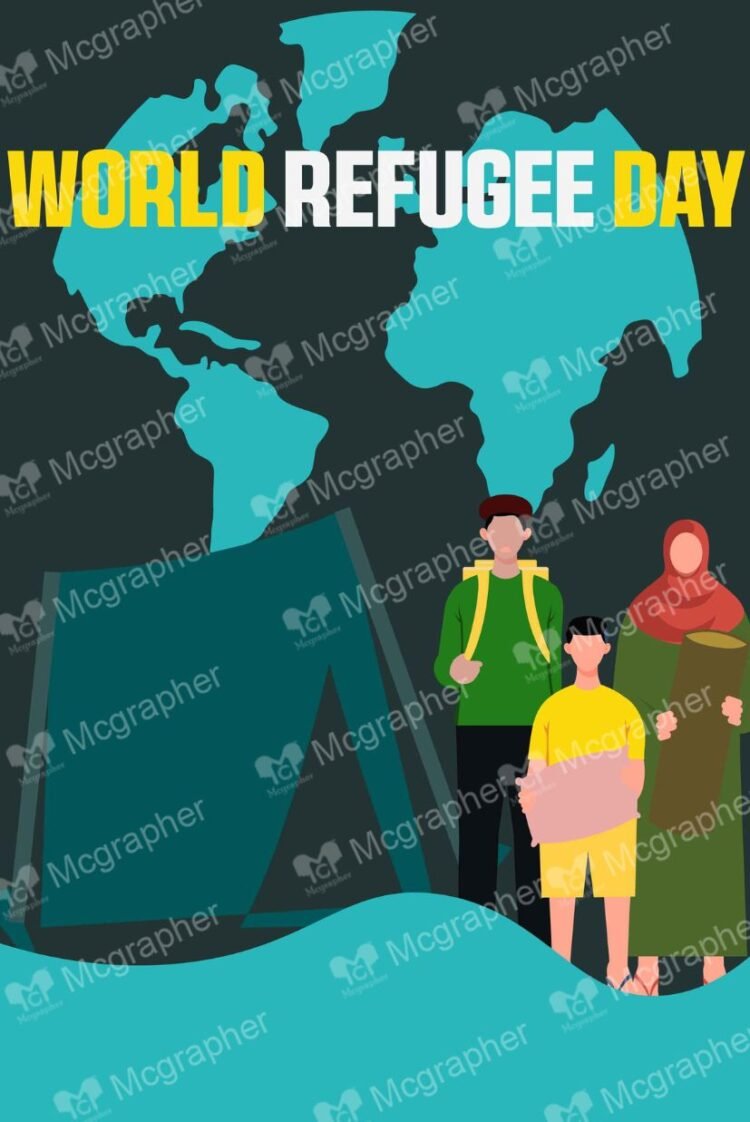 World Refugee Day Help vector Illustration