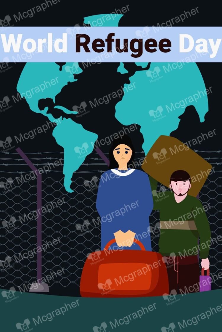 World Refugee Day migration vector Illustration
