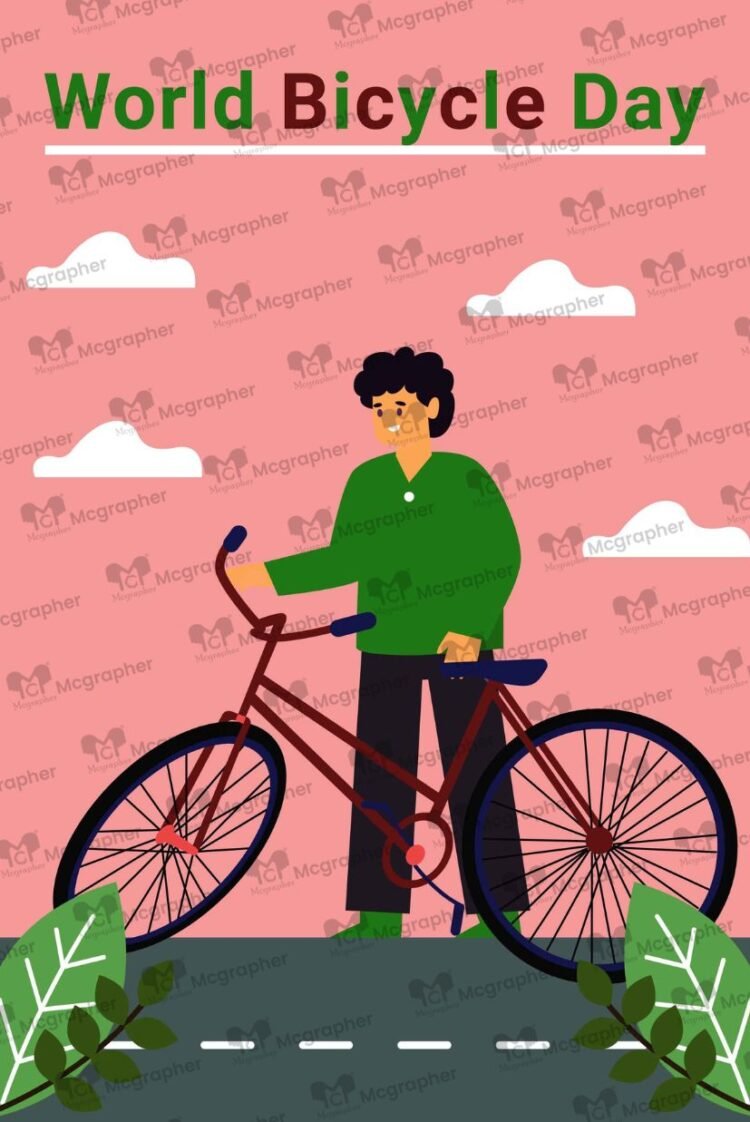World Bicycle Day Sustainable Transport Illustration
