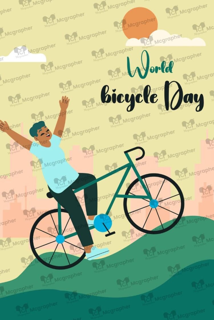 World Bicycle Day Green Transport Illustration