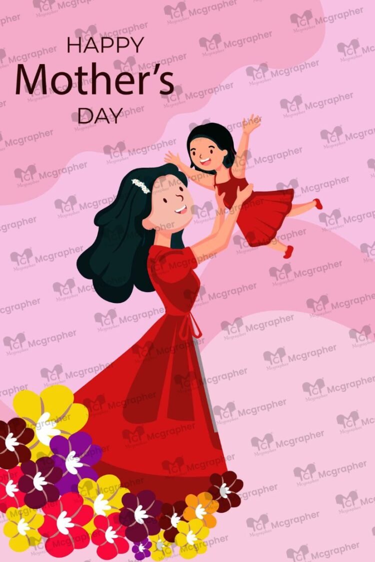 Happy Mothers Day Supermom Illustration