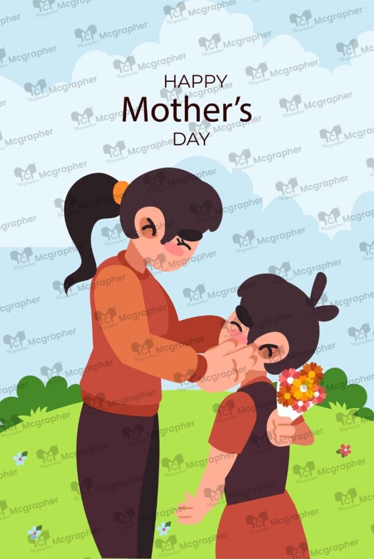 Happy Mothers Day Celebrating Illustration
