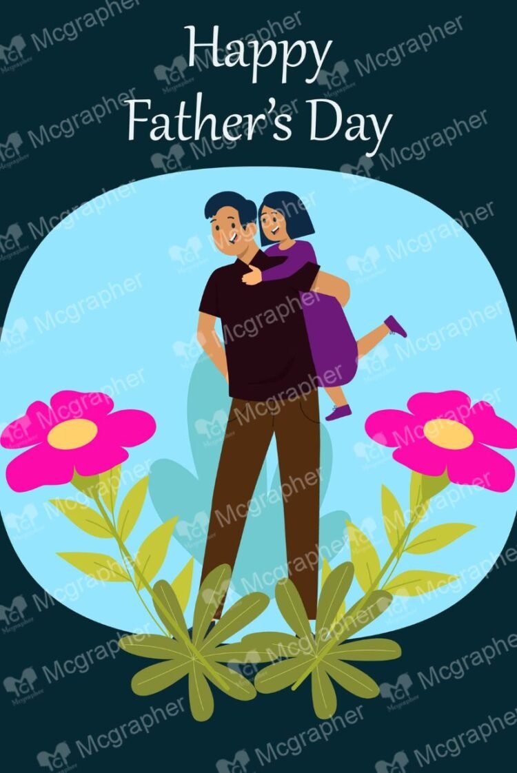 Father's Day loving father vector Illustration
