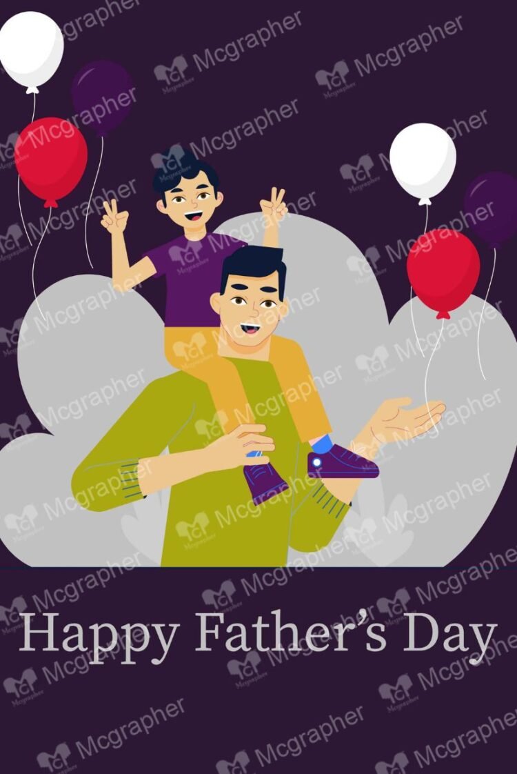 Father's Day loving dad vector Illustration
