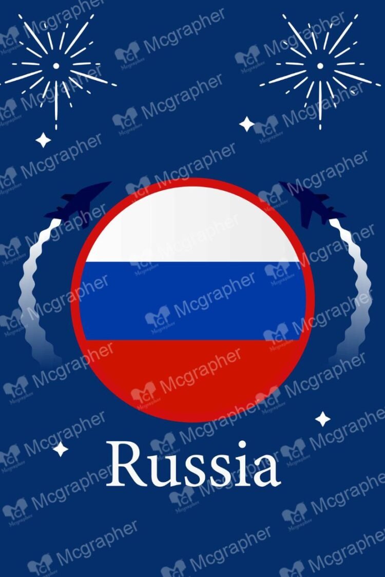 Russian Flag Art Vector Illustration