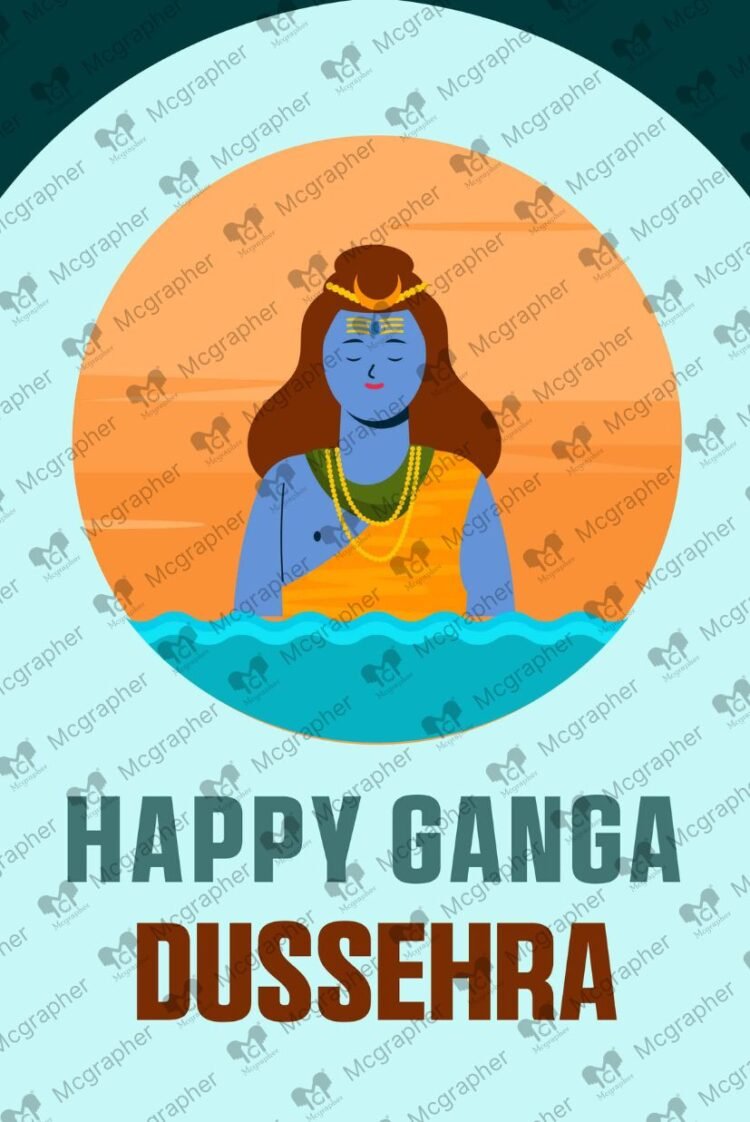 Ganga Dussehra Puja vector Illustration