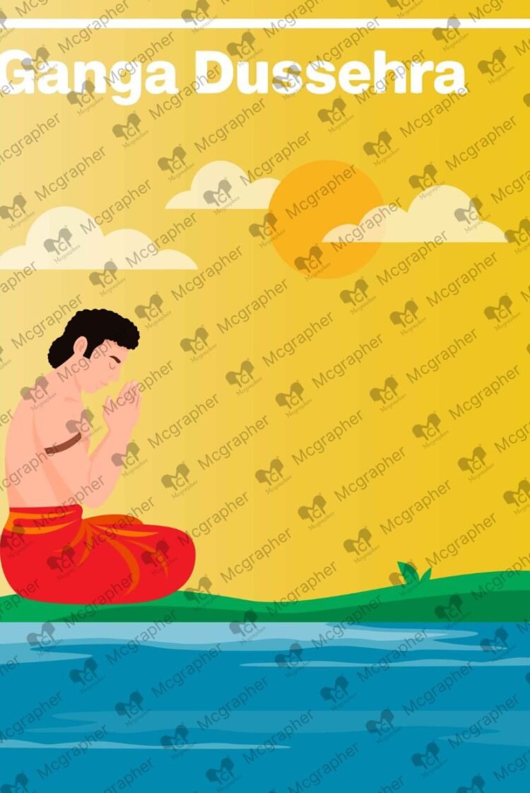 Ganga Dussehra River vector Illustration