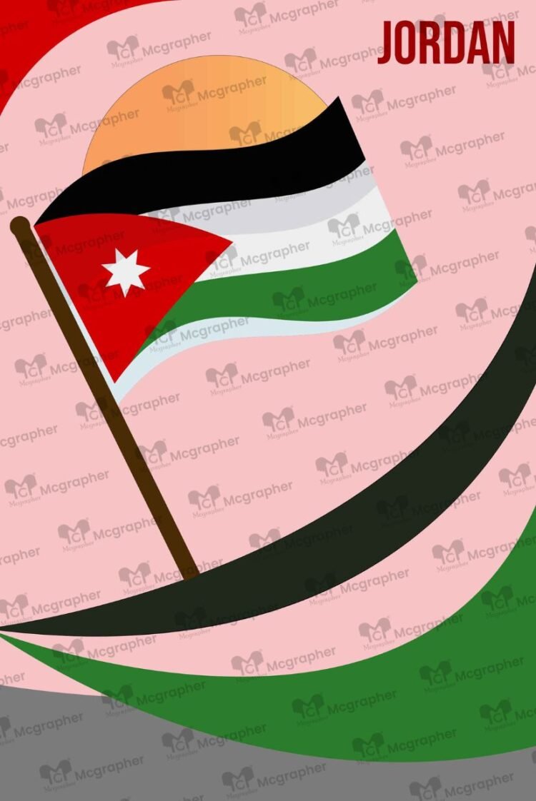 Jordan flag waving Vector Illustration