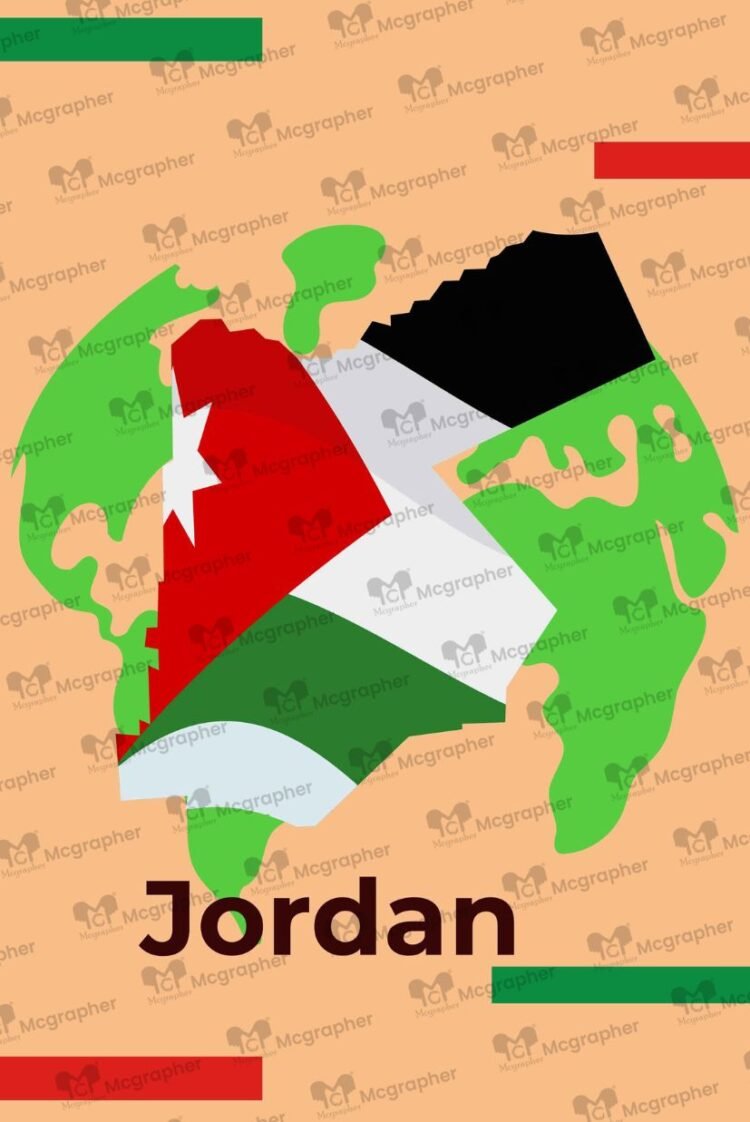 Jordan flag map Vector Illustration