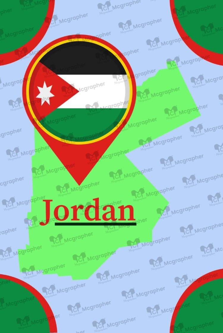 Jordan flag location Vector Illustration