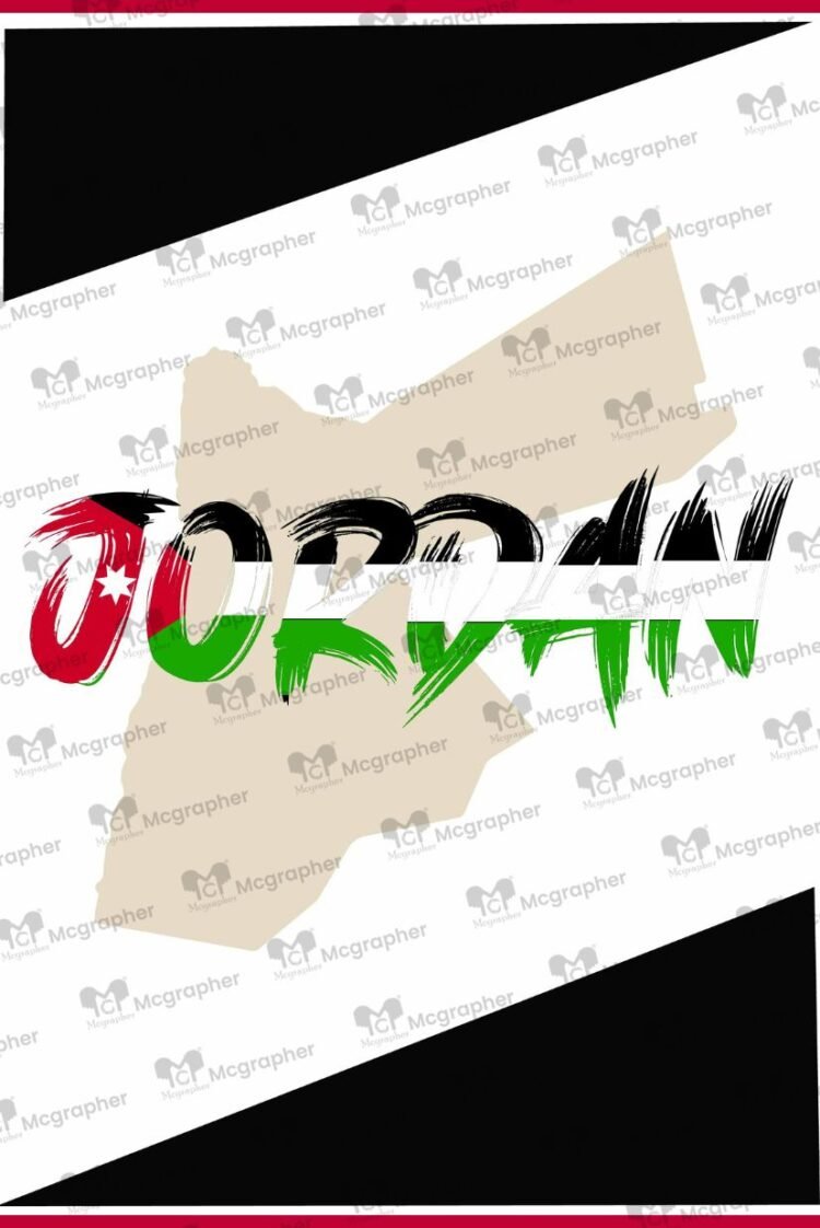 Jordan flag with map Illustration