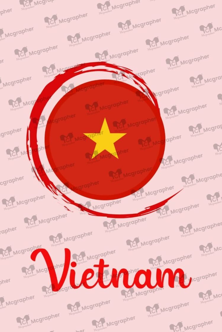 Vietnamese Flag Art Vector Illustration