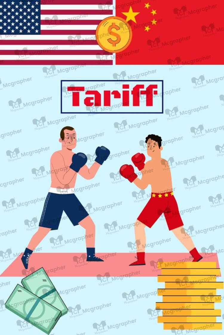 America vs China Tariff Battle Illustration