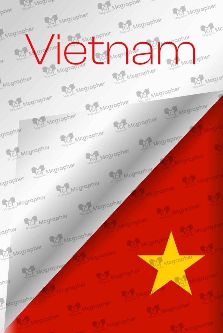 Vietnam Emblem Flag Vector Illustration