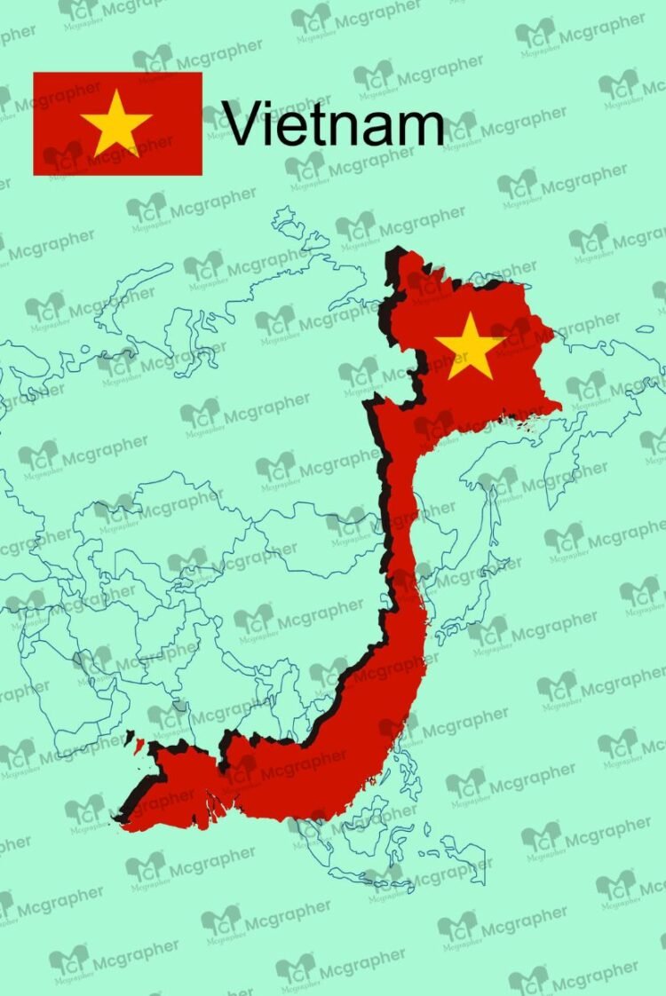 Vietnamese Flag Art Vector Illustration