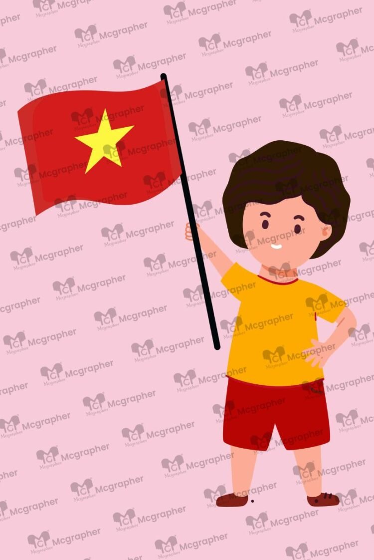 Vietnam Patriotic Flag Illustration