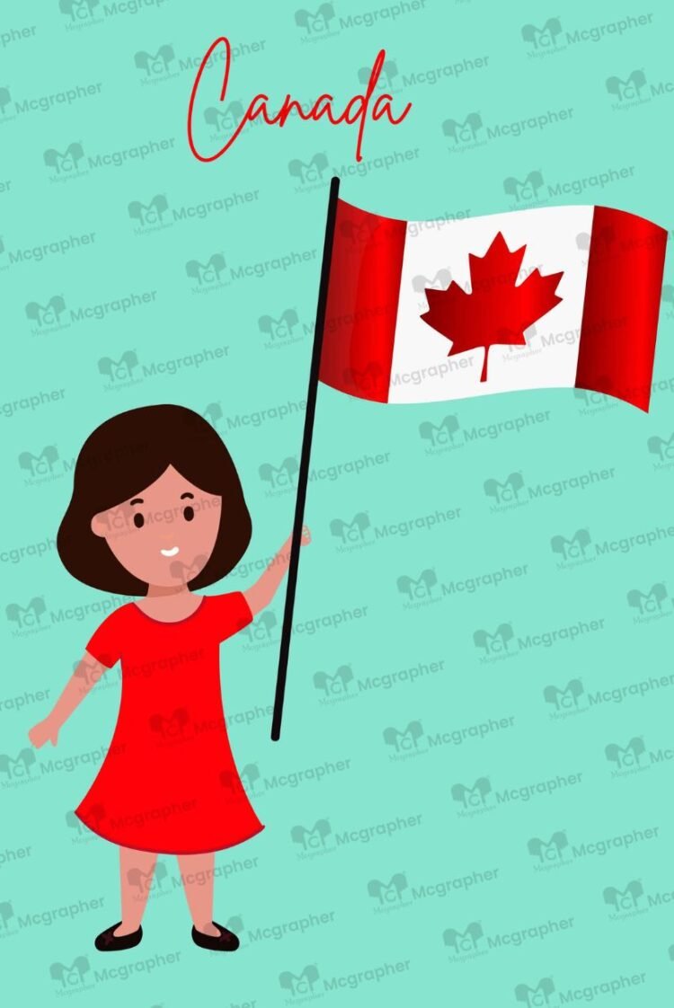 Canada Emblem Flag Vector Illustration