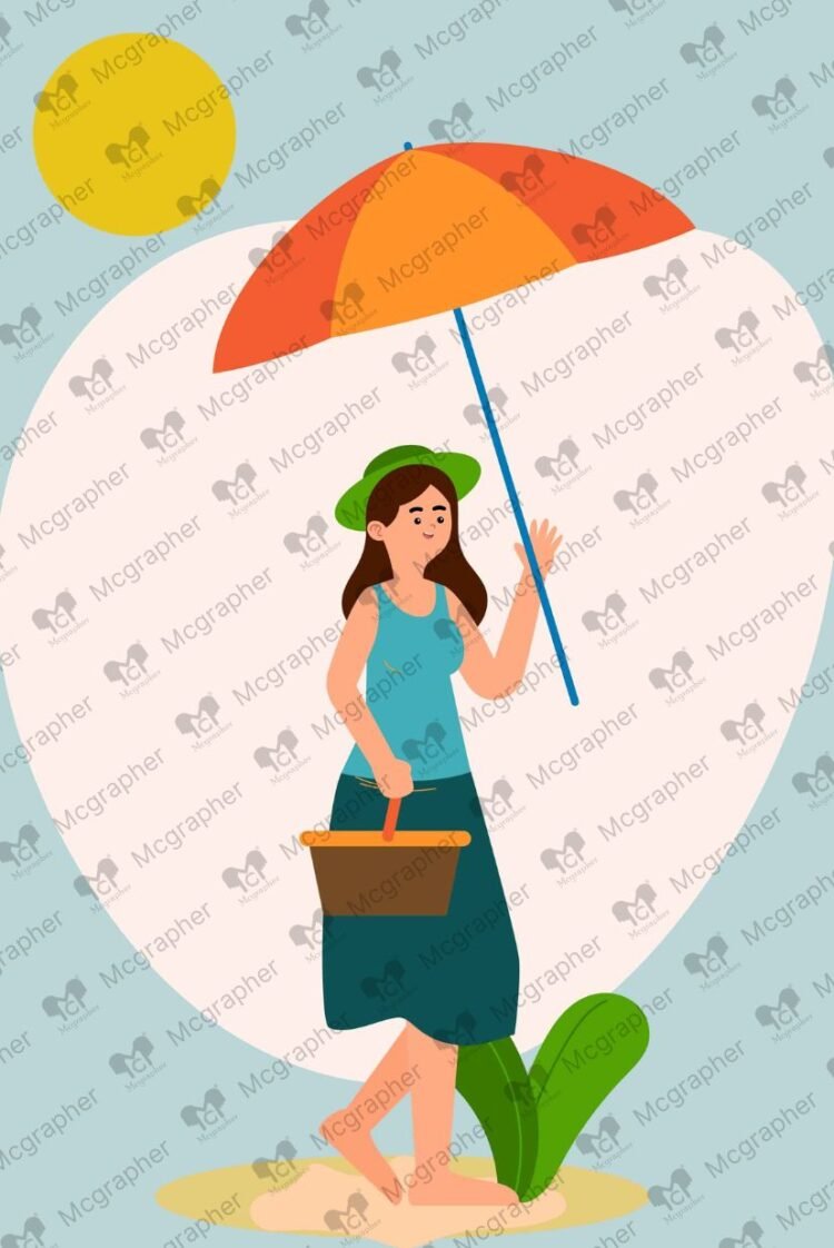 Hot Summer umbrella vector Illustration